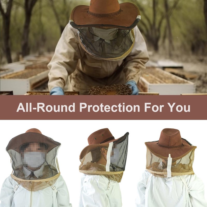 witbee Beekeeping Cowboy Hat, Set of Beekeeping Hat with Goatskin Gloves and Stainless Steel Hive Scraper Tools, Professional Beekeeper Hat Beekeeping Equipment Beekeeper Hand Tool - Image 3